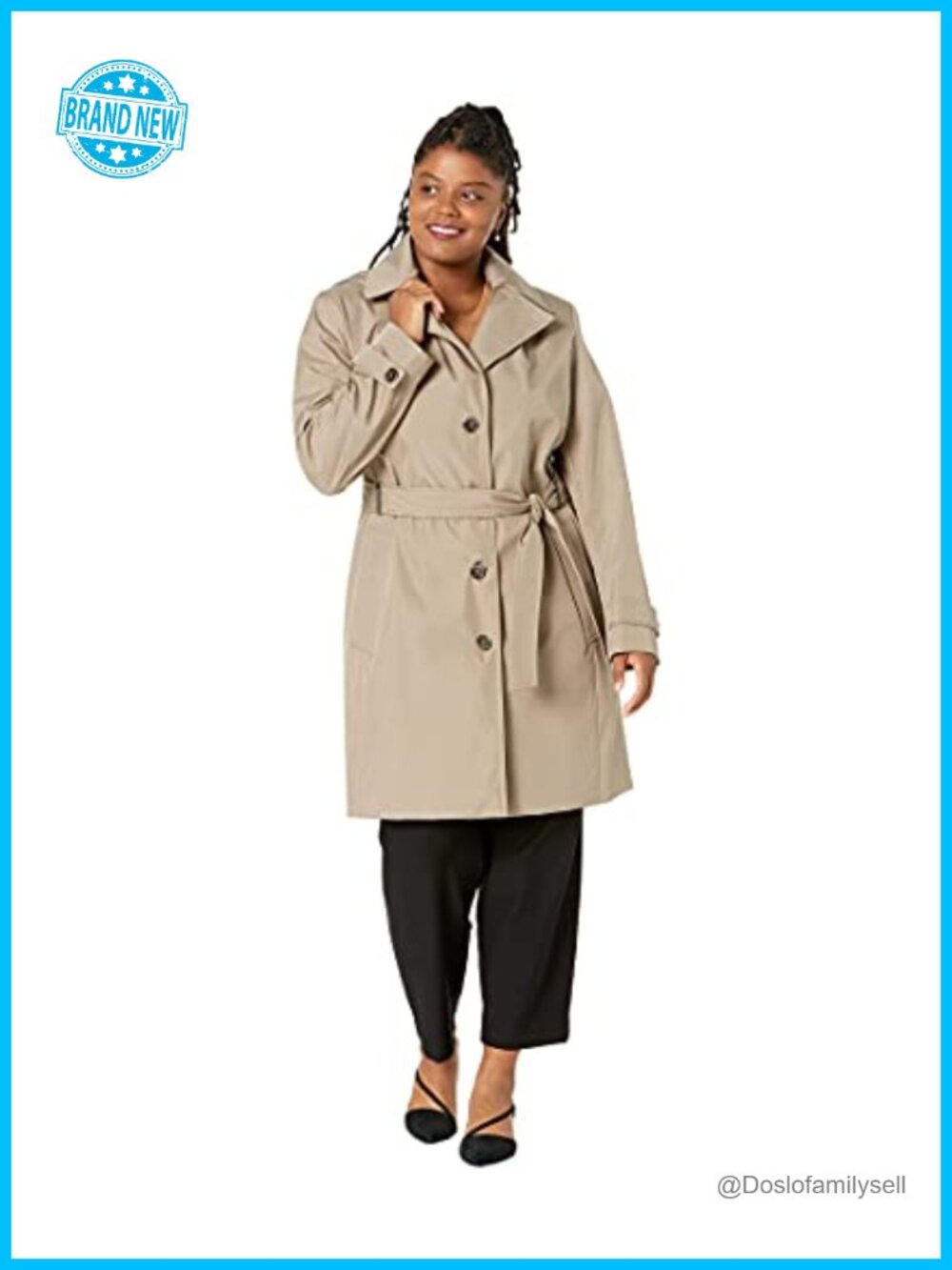 Calvin Klein Single Breasted Belted Rain Jacket Removable Hood Water Resistant